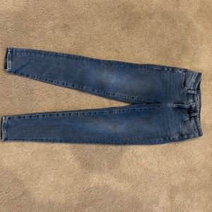 American Eagle outfitters blue denim jeans super stretch x, high rise jeggings